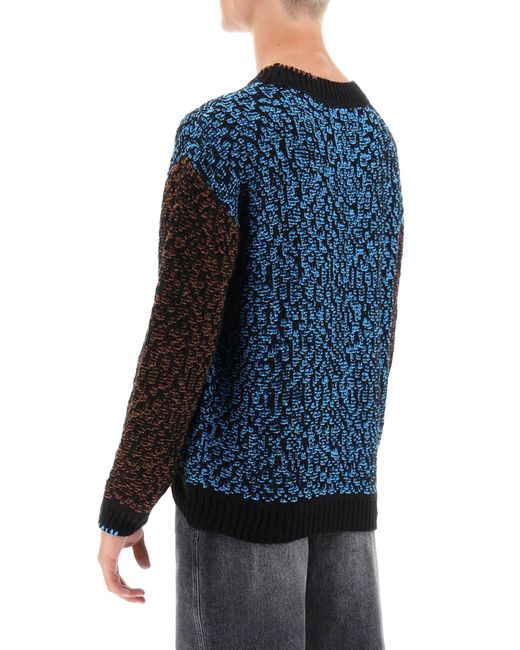ANDERSSON BELL Blue Multicolored Net Cotton Blend Sweater for men