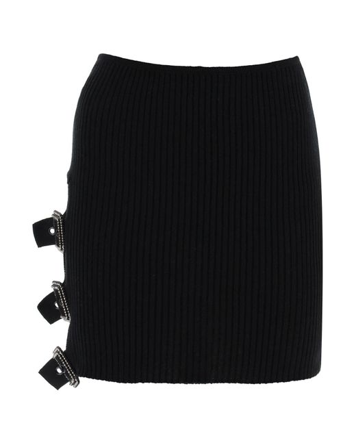 GIUSEPPE DI MORABITO Black Mini Ribbed Knit Skirt