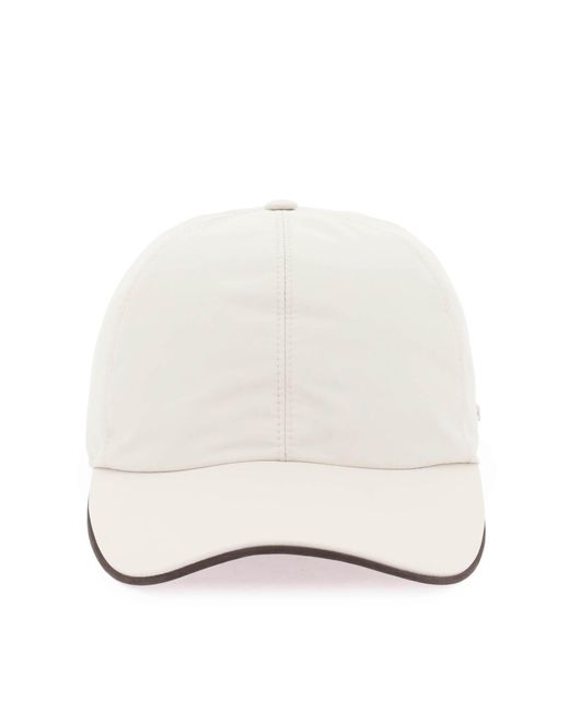 Zegna Natural Baseball Cap With Leather Trim for men