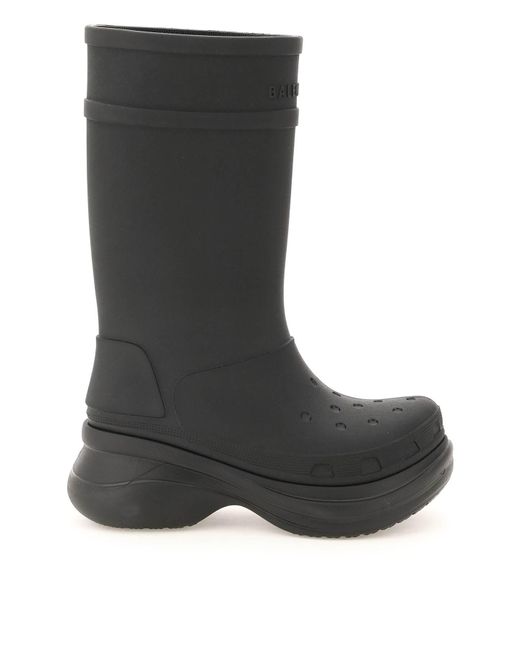 Balenciaga Black Rubber Crocs Boots for men