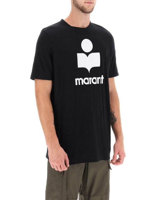 Isabel Marant Black 'karman' Logo Linen T Shirt for men