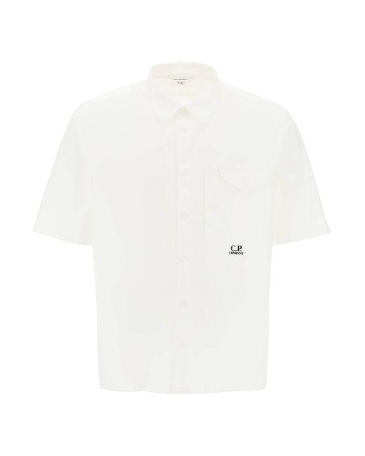 C P Company White Short-Sleeved Poplin Shirt for men