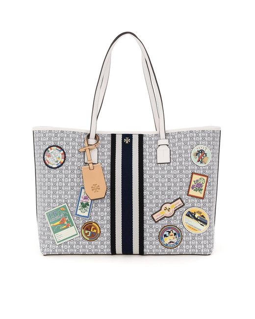 Tory Burch Gemini Link Canvas Patches Tote in White