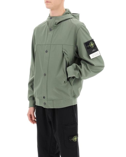 Stone Island Green Light Soft Shell-R Hooded Jacket for men
