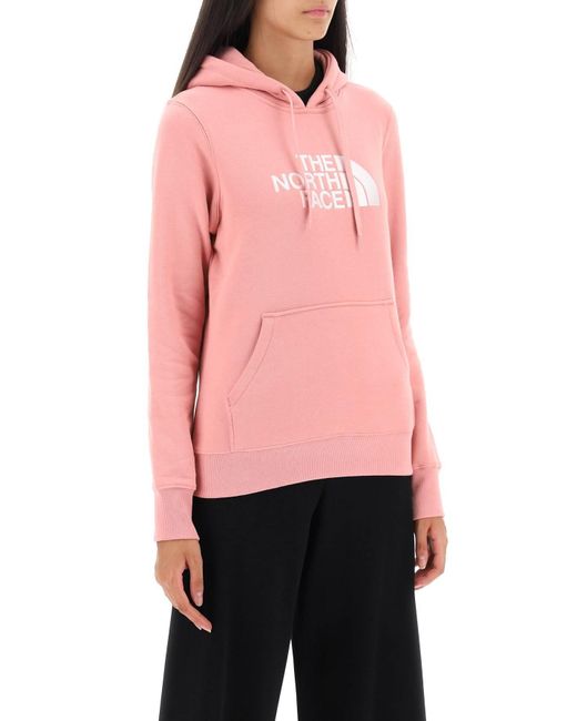 The North Face Pink 'drew Peak' Hoodie With Logo Embroidery