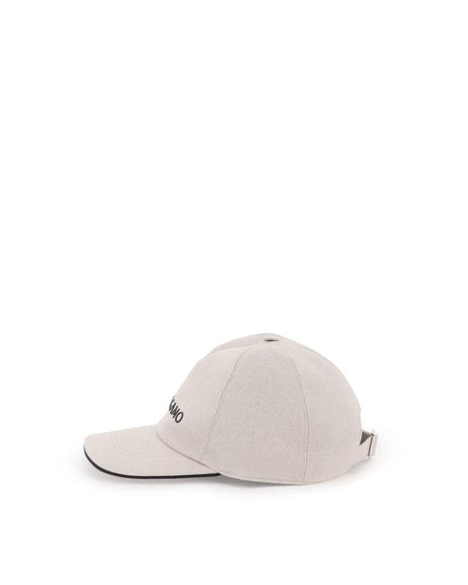 Cappello Baseball Con Logo di Ferragamo in Natural da Uomo