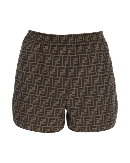 Fendi Gray "canvas Ff Shorts For Men