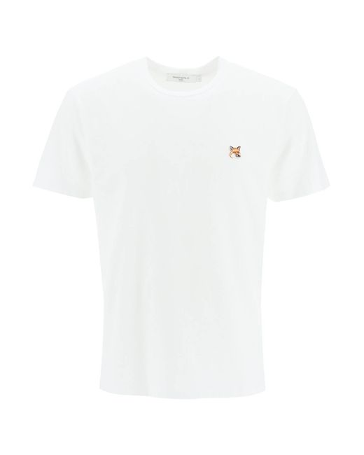 T Shirt Patch Fox Head di Maison Kitsuné in White da Uomo