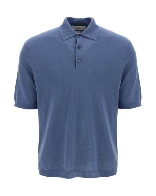 Agnona Blue Linen And Cotton Jersey Polo for men