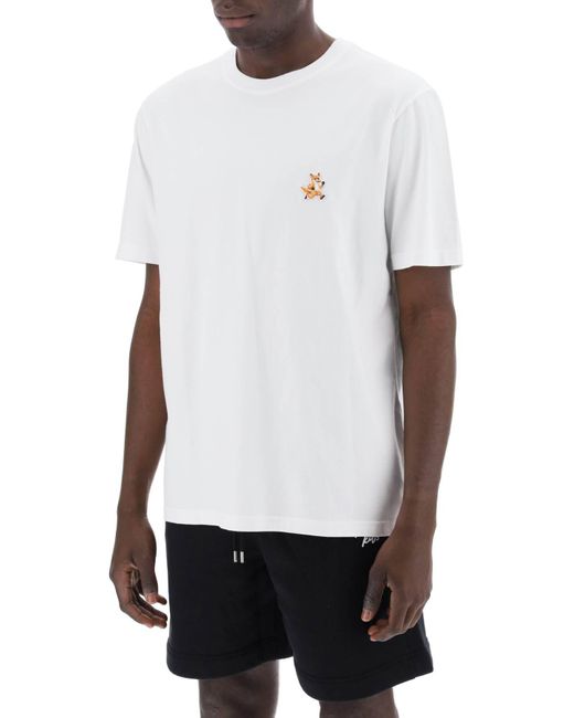 T Shirt Comfort Fit Speedy Fox di Maison Kitsuné in White da Uomo