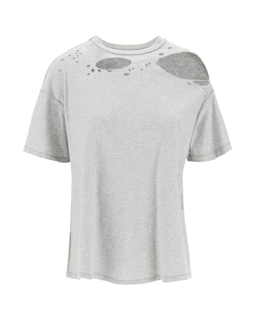 Interior Gray Mandy Destroyed-Effect T-Shirt