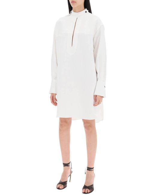 Ferragamo White Linen Blend Tunic Dress