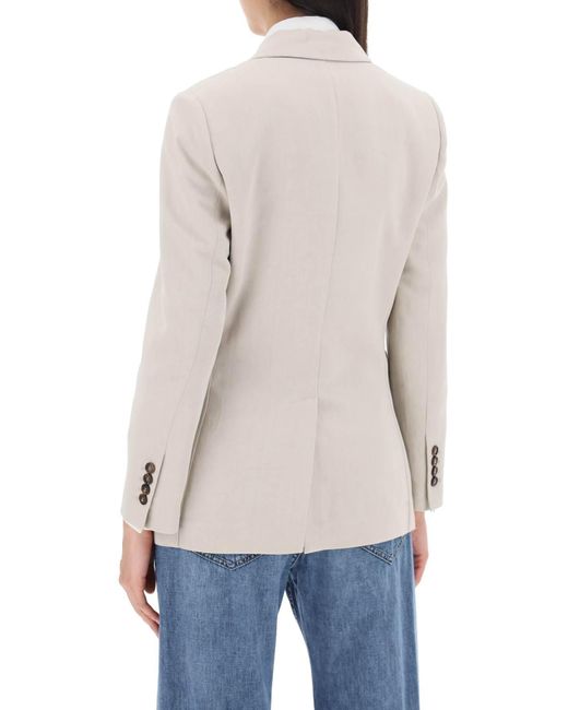 Brunello Cucinelli Natural Twill Jacket With Monile Detail