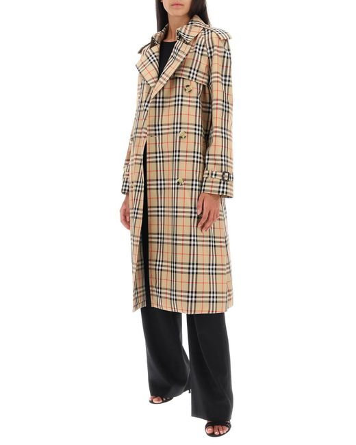 Trench Coat Check di Burberry in Natural