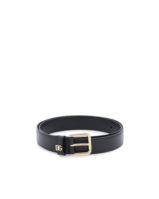 Dolce & Gabbana Dg Logo Leather Belt in Black | Lyst