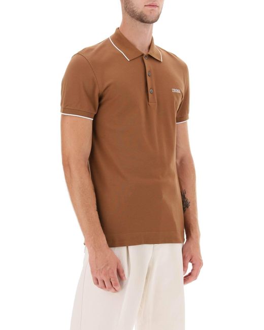 Zegna Brown Polo Shirt for men