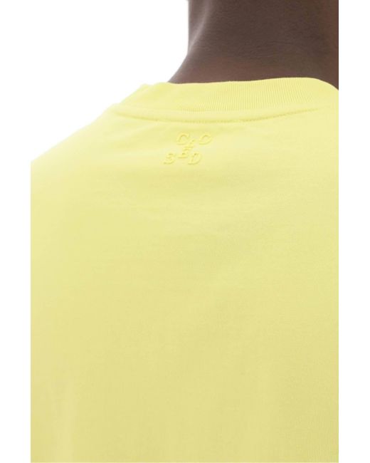 T Shirt Girocollo di Closed in Yellow da Uomo