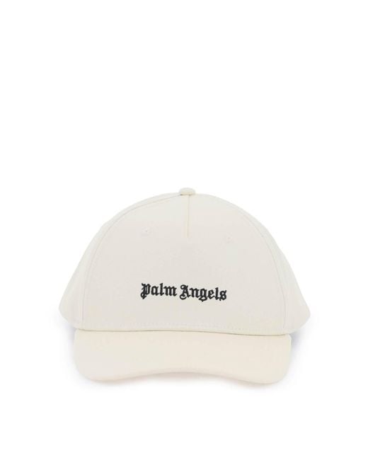 Ricamato a berretto da baseball con logo con di Palm Angels in White