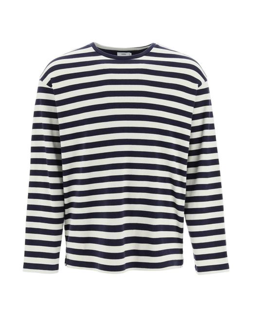 Closed Blue Striped Organic Cotton T-Shirt for men