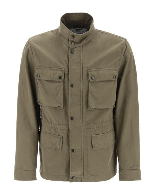 Woolrich Green "field Jacket In Cotton And Linen Blend" for men