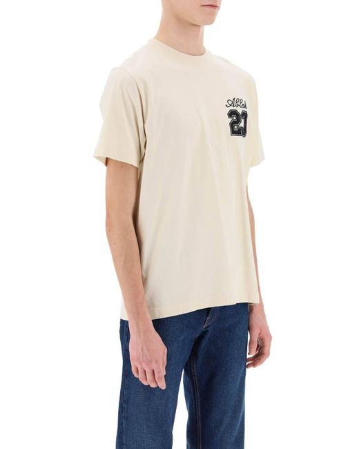 Off-White c/o Virgil Abloh Natural 23 Skate Logo-embroidered T-shirt for men