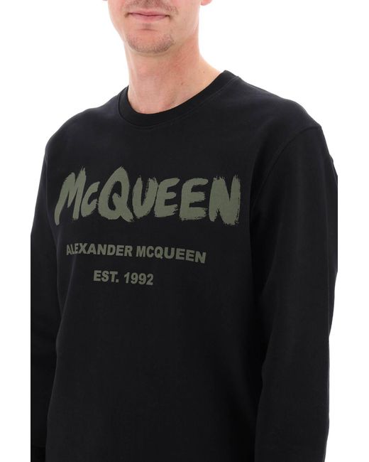 Felpa Mcqueen Graffiti di Alexander McQueen in Black da Uomo
