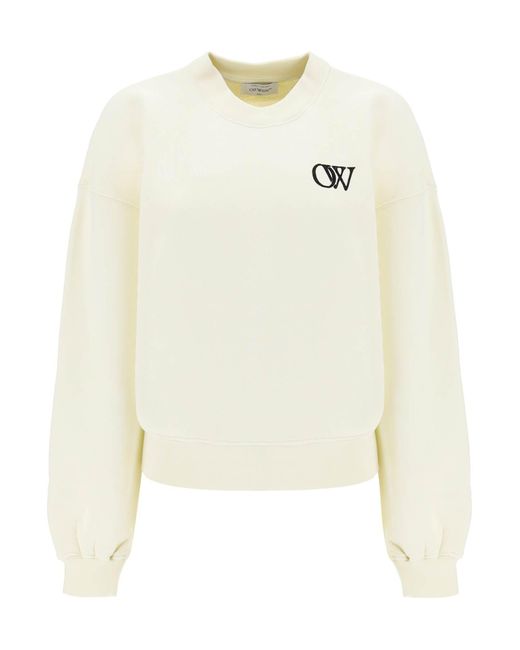 Off-White c/o Virgil Abloh Natural Crew-neck Sweatshirt With Flocked Logo