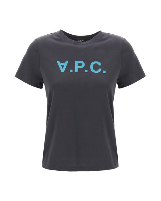 A.P.C. Black T-Shirt With Flocked Vpc Logo