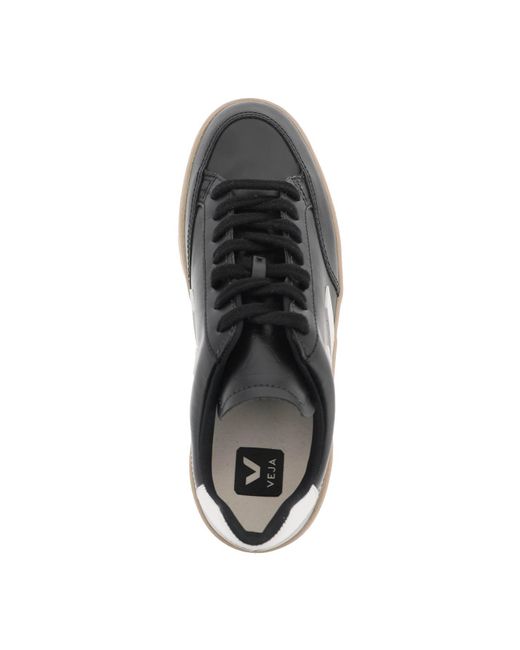 Veja Black Leather V-12 Sneakers