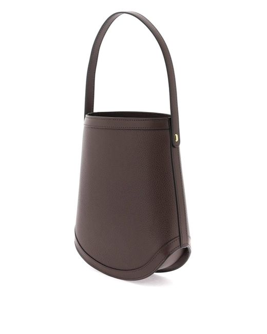 SAVETTE Brown Grained Leather Bucket Bag