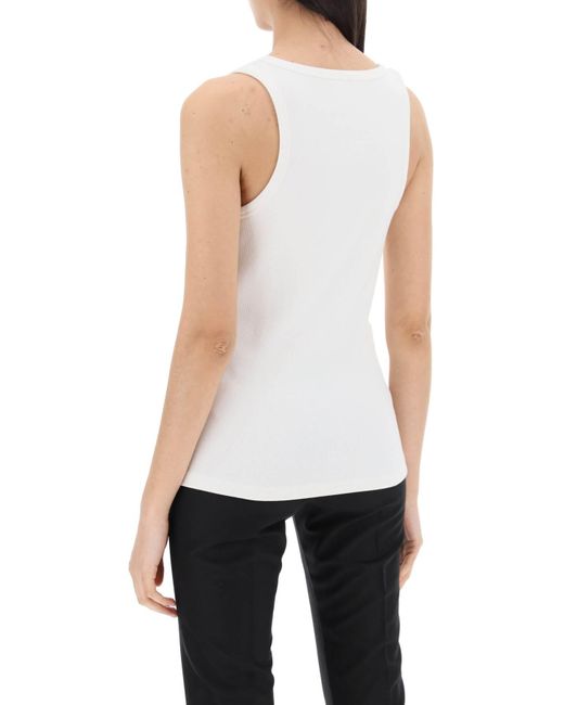 Moncler White Sleeveless Ribbed Jersey Top