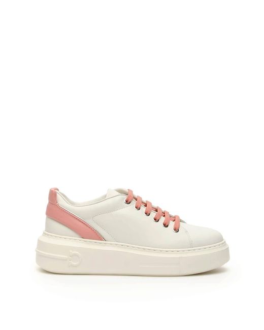 Ferragamo Pink Senise Leather Sneakers 5,5 Leather
