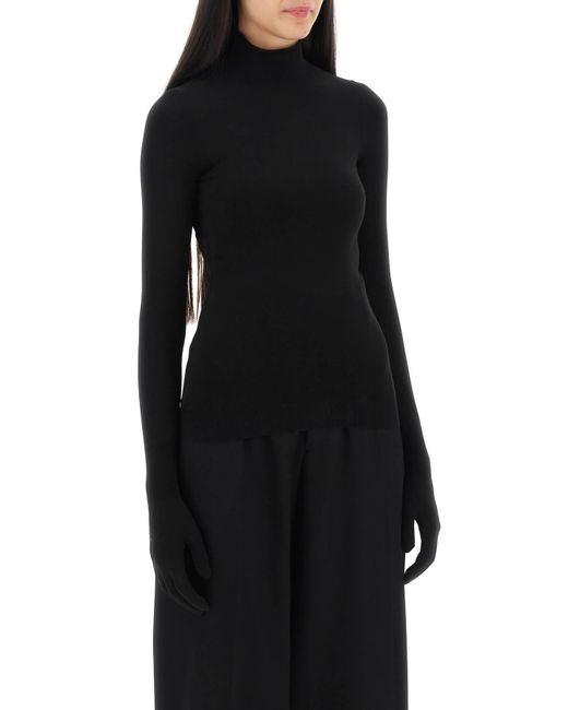 Balenciaga Black Turtleneck Sweater With Built-In Gloves