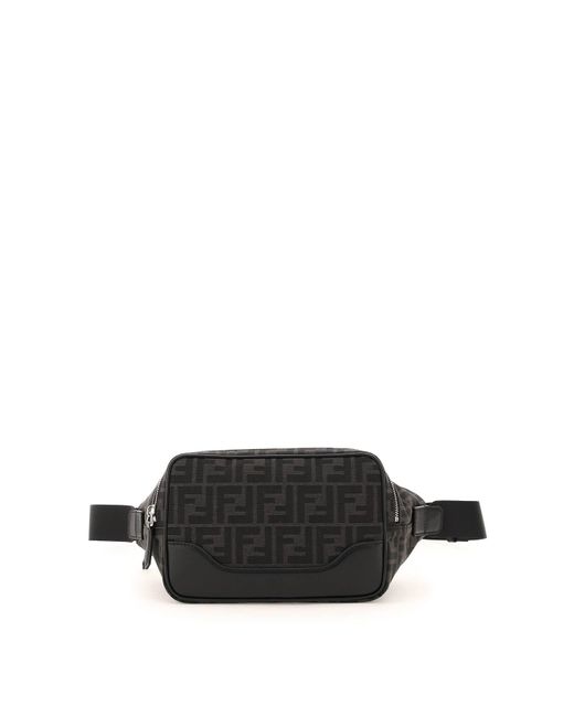 Fendi Black Ff Jacquard Fabric Belt Or Crossbody Bag for men
