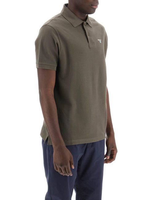 Barbour Green Tartan-Trim Polo Shirt for men
