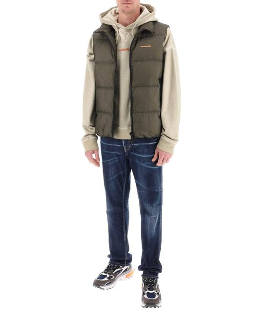 DSquared² Brown Ripstop Puffer Vest for men