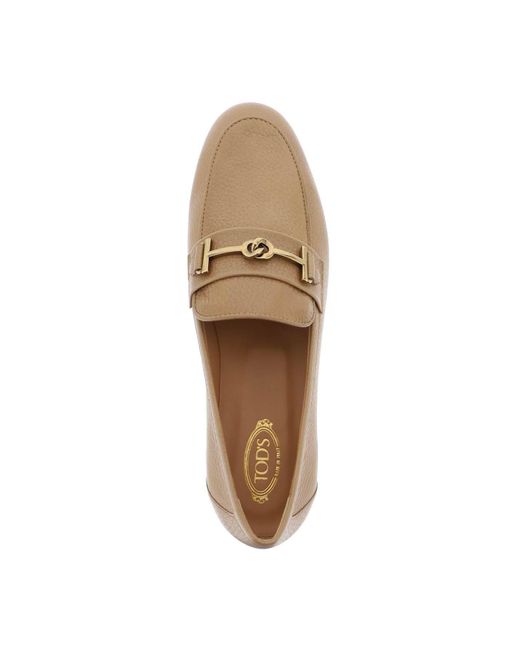 Tod's Brown Leather Loafers With Bow
