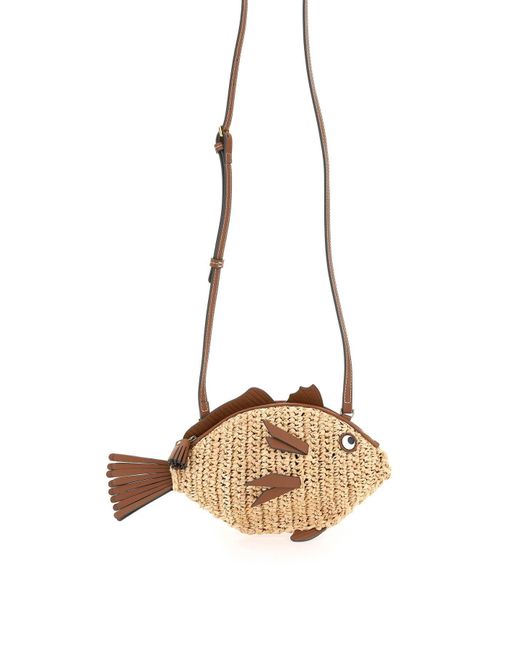 Anya Hindmarch Natural Raffia Fish Crossbody Bag