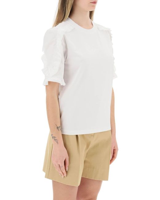 See By Chloé White See By Chloe Ruffled T-shirt