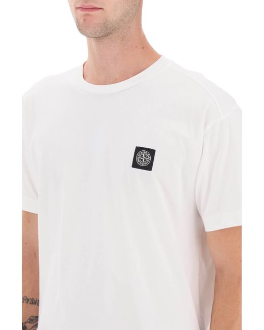 Stone Island White T-shirt With Logo Patch for men