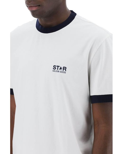 Golden Goose Deluxe Brand White Cotton T Shirt With Logo for men