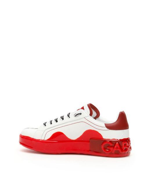 dolce and gabbana red and white sneakers