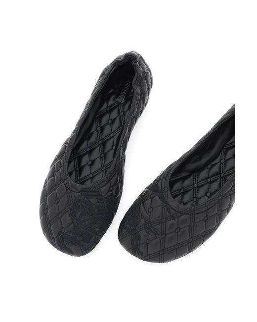 Burberry Black Quilted Leather Sadler Ballet Flats