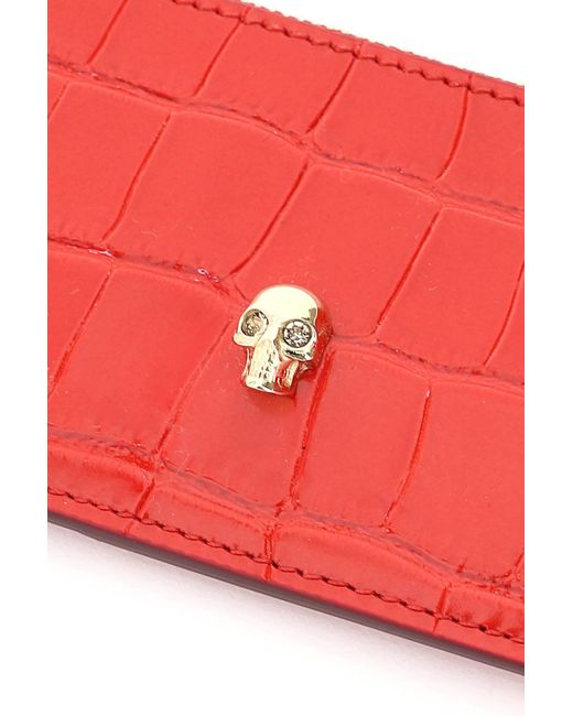 Alexander McQueen Red Skull Card Holder Pouch