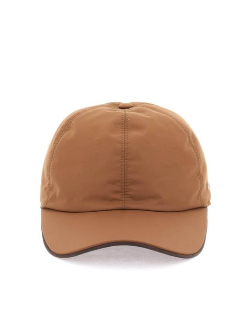 Zegna Brown Baseball Cap With Leather Trim for men