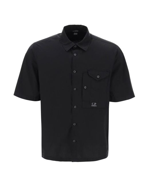 C P Company Black Short-Sleeved Poplin Shirt for men