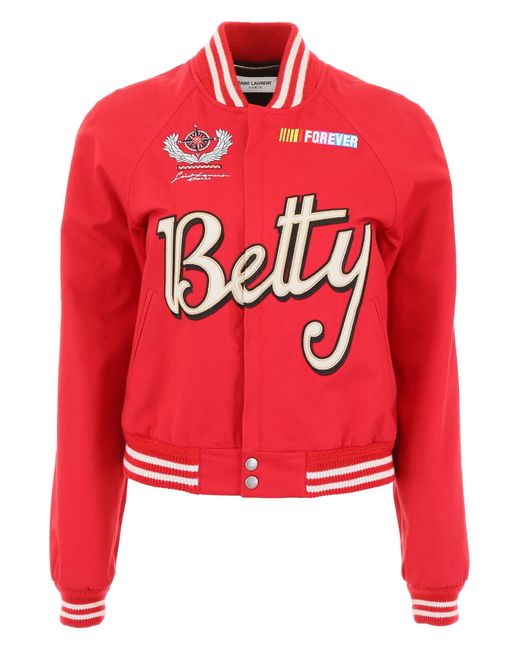 Saint Laurent Red Betty Bomber Jacket