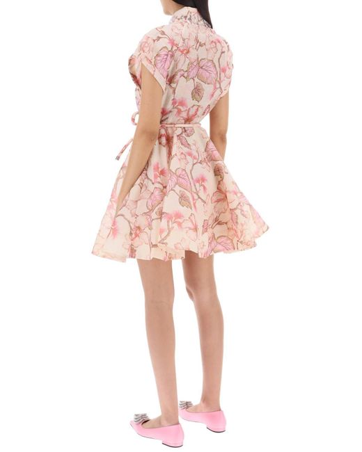 Zimmermann Pink Matchmaker Flip Floral Dress With Appliqués