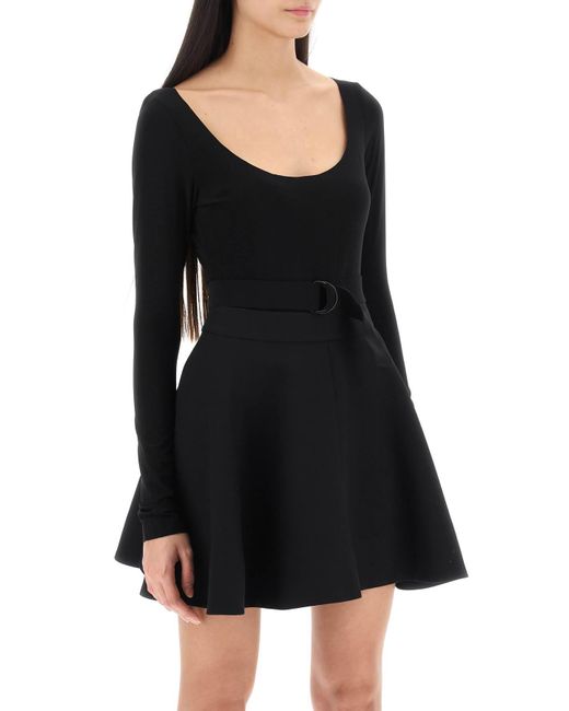 Norma Kamali Black Belted Long-sleeved Bodysuit