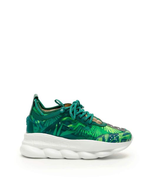 Versace Green Jungle Print Chain Reaction Sneakers
